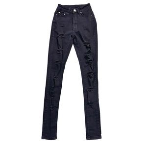 BOB Jeans - Black High Waist Distressed Skinny Stretch Jeans - Size 0
